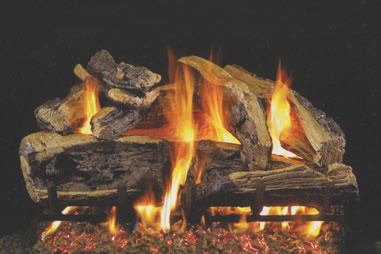 oak gas log set - charred rugged split
